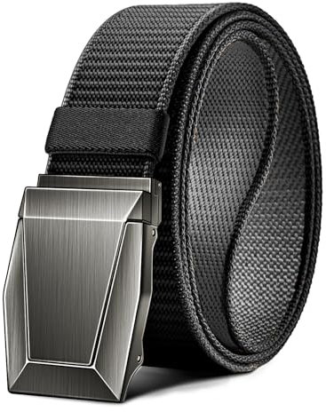 KEMISANT Taktischer Gürtel, Gürtel Herren Arbeitsgürtel Militär Wandern 3,8cm,Schnellverschluss Metallschnalle(Schwarz/Dunkelgrau,145cm/46-50 taille verstellbar)