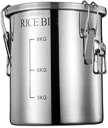 Food Storage Containers stainless steel Airtight Food Storage Containers Cereal Dispenser 304 Stainless Steel Rice Canister For Kitchen With Lids,Rustic Home Decor,Pantry Organization And Storage For