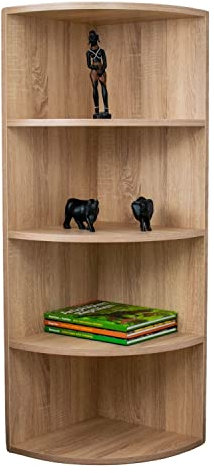 Eckregal Corner 120, Sonoma Eiche Dekor Bücherregal 4 Fächer, Eckregal stehend, aus Holz 40x40x120 cm schmal, Eckwandregal