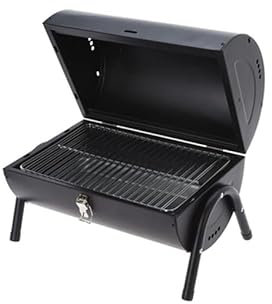 Barbecue a Carbonella Portatile da Esterno Tavolo con Coperchio, Barbeque BBQ Ottawa Cilindrico Nero portatile Giardino Terrazzo Esterno 41x26xh36 cm Griglia Compatta da Campeggio