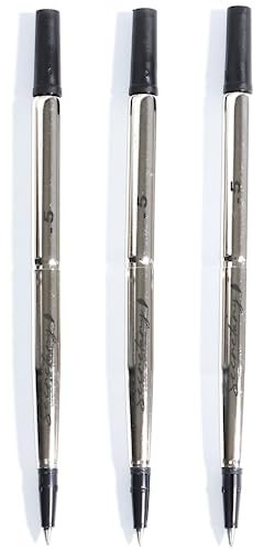 Parker Quink Tintenpatronen, Ersatzminen für Tintenroller, Tintenroller Patronen, feine Spitze, 0,5 mm, Schwarz, 3 Stück