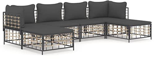 Tidyard 6-TLG. Gartenlounge, Balkonlounge, Gartensofa, Terrassensofa, Loungesofa Outdoor, Loungemöbel Garten Rattan, Gartenmöbel Set Rattan Wetterfest