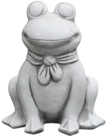 gartendekoparadies.de Trever - der Lustige Frosch, Steinfigur, Grau, Frostsicher aus Steinguss für Außenbereich, H. 31 cm, 10 kg (Trever)