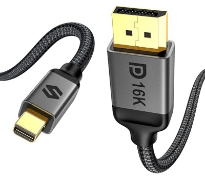 Silkland 80Gbps Mini DisplayPort auf DisplayPort Kabel 2.1, 4K@240Hz 8K@144Hz 16K@60Hz, HDR, G-Sync FreeSync, [Thunderbolt 2] Mini DP auf DP Kabel 2.1 für Gaming Laptop, MacBook, Monitor, NUC, 5Meter