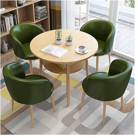 Büro-Empfangsraum-Clubtisch,Verhandlungstisch,Besprechungstisch,Kleine Runde Tische,Platzsparende Möbel,Gestell Tisch Esstisch,Runder Tisch Und Vier Stühle,Besprechungstisch 80 cm (Color : Green 2)