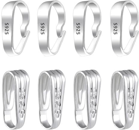 ALEXCRAFT Anhängerschlaufe Ösen, 8 Stück Sterling Silber 925 Anhänger Ösen Anhängerschlaufe Kettenanhänger Ösen Pinch Bails Clips Collierschlaufen Anhängeröse Verbinder Schmuckherstellung