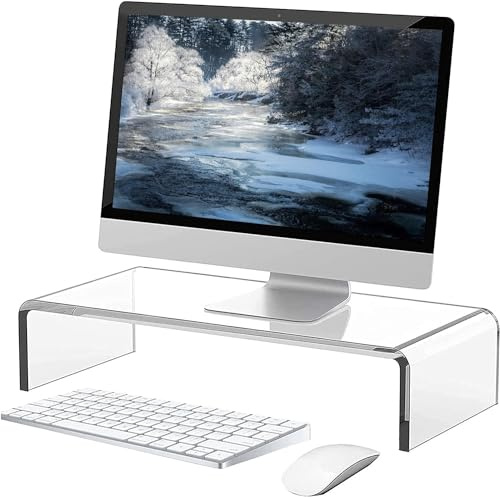 guofa Support de moniteur en acrylique, table en acrylique, rehausseur de bureau pour ordinateur portable, écrans, ordinateur, ordinateur portable, bureau surélevé pour PC, (34 x 19 x 10 cm)