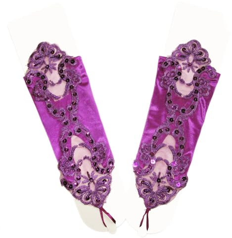 ISAKEN Braut Handschuhe Damen Spitze Fingerlose Handschuhe Strass Armstulpen Frauen Lange Handschuhe Elastisch Lace Hochzeithandschuhe Hochzeit Party Abend Handschuhe
