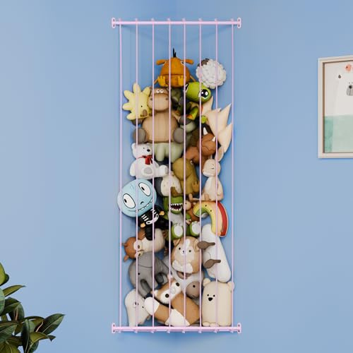 GRANNY SAYS Kuscheltier Aufbewahrung, längenverstellbares Stofftier Aufbewahrung, große Kuscheltier Organizer, rosa Stuffed Animal Storage, plüschtier Netz für Kinderzimmer, Spielzimmer, Schlafzimmer
