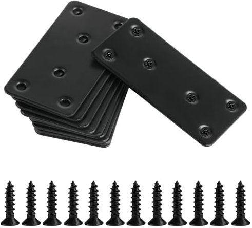 10 Pz Piastra di Giunzione Piana, Piatta Staffa Fissaggio, Piastra Staffa Angolare Piatta Perforato in Acciaio Inox, Connettore di Riparazione, Staffe per Legno Tavoli, con 60 viti, 80x40x1,7 mm