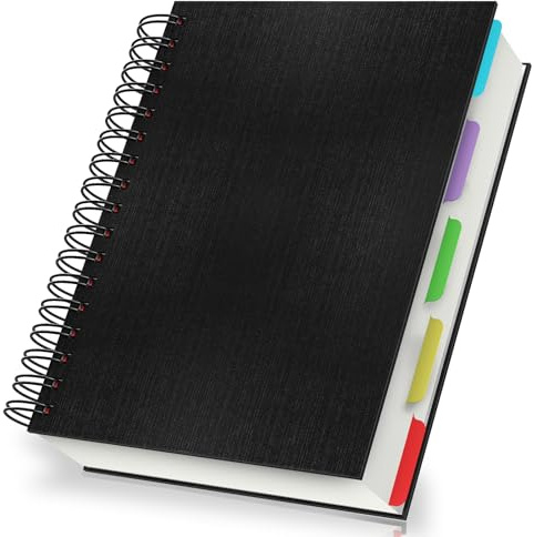 Yarotm Cuaderno Espiral A5 - Negro Libretas Lineas - 240 Páginas/120 Hojas Bloc de Notas A5-100GSM Cuaderno Rayas - 14x21cm Libretas Espiral Tapa Dura - Notebook A5 Diario Viajes