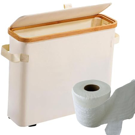 Cesta de almacenamiento de baño, organizador de papel higiénico, contenedor de baño de pie, soporte de papel higiénico, soporte de papel que ahorra espacio para inodoro, baño, cocina, caravana