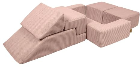 MEOWBABY Modulares Sofa für Kinder - Weiche Schaumstoffbausteine zum Spielen, Aesthetic, Puderrosa