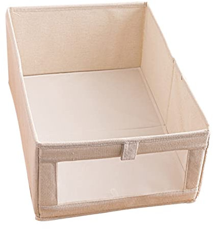 KITANDOVE Organizer Für Kleidung Und Spielzeug Faltbare Aufbewahrungsbox Aus Baumwolle Mit Fenster Für Schrank Und Kinderzimmer Beige Flexibel Und Langlebig