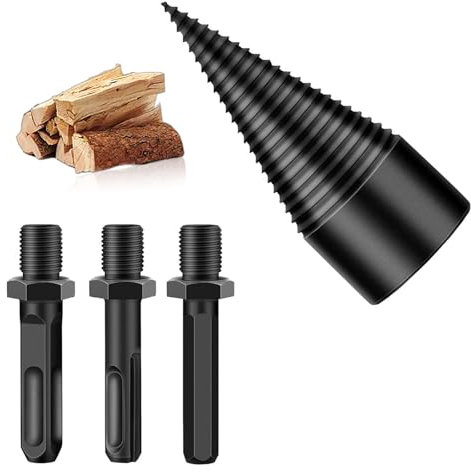 LWLWA Vite Conica Spaccalegna con 3 Gambi Punta, Diametro 32 mm Punta Spaccalegna per Trapano, Filettatura Profonda Coniche Trapano a Mano Spaccalegna, Punta per Legna Ardere, per Legna Spaccata