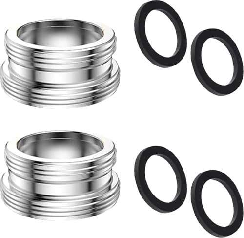 2 adattatori per rubinetto, da M24 a M22, filettatura esterna, in metallo, con anello in gomma nera, per rubinetti da cucina, filtro acqua, tubi