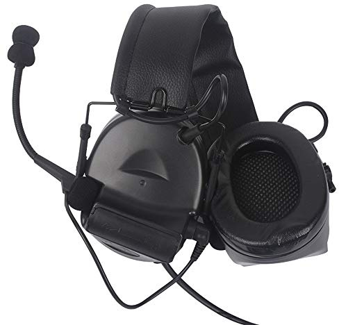 QIRUIMY Tactical Head-Mounted Headset with Detachable Microphone, Outdoor Sports Games Cosplay Communication Headphone Without Noise Reduction Function (Black)