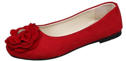 Women's Flat Shoes Classic Bow Flat Shoes Moccasins Ballet Shoes Ladies Slip on Flats Ballerina Loafers Comfortable Wide Formal Casual Pumps Dolly Shoes Red