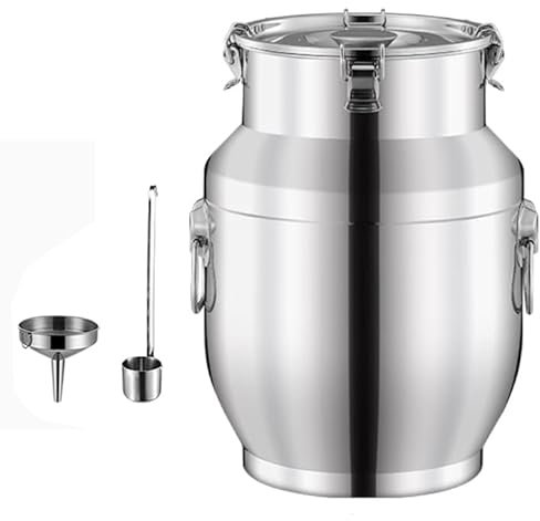 KUOYTT Milchkanne aus Edelstahl 304 mit Deckel, robuster Milcheimer/Weineimer/Tragekrug für den Transport von Flüssigkeiten in Heimrestaurants,30L