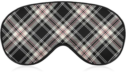 Bequemer Augenschutz für die Nacht, Tartan-Plaid-Grau-Schwarz-Muster, Augenabdeckung, weiches elastisches Band für Damen und Herren