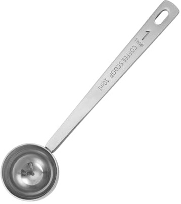 Porceosy Cuchara de café de acero inoxidable, cuchara medidora de mango largo, 5 ml, 10 ml, 15 ml, 20 ml, 30 ml, herramienta de medición de cocina para café molido, té suelto en polvo, 10 ml