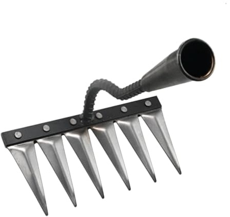 Rateau de Désherbage, Râteau de Jardin En Acier Au Carbone, Rateau Bertaus Outils Jardinage, Désherbage Polyvalent Outil de Des Mauvaises Herbes de La Terre Pour La Ferme, Terre et Pelouse, 6 Dents