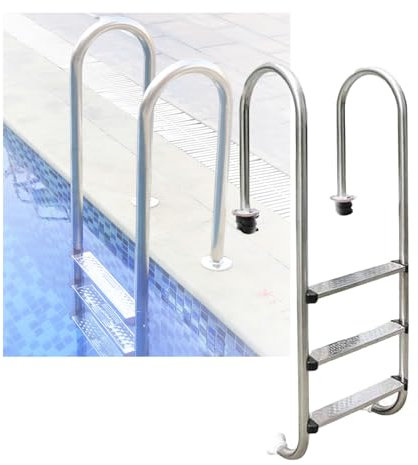Escalera de piscina de alta calidad con escalones de pedal de 1 mm/1,2 mm/1,5 mm, diseño duradero de 2/3 escalones para uso en interiores y exteriores (3 escalones de 1,0 mm) - Acceso seguro y fácil a