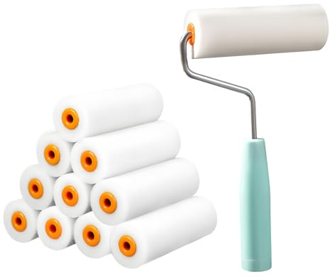 ZOBMIO Farbroller-Einsätze 10x Lackierwalze 13cm - Lösemittelbeständige Polyurethan-Schaumwalze Fein für Lack - Ideal für Heimwerker, Maler und DIY-Projekte