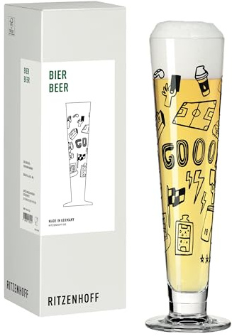 RITZENHOFF 8161006 Bier-Glas 330 ml, Serie Fußball, Nr. 6 mit Fußball-Motiven, schwarz - Made in Germany
