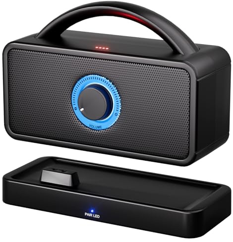 SavvyBloom 5.8 GHz Wireless TV Speakers for Hard of Hearing Seniors, Portable TV Speakers for Smart TV, No More Struggling for Volume, No Sound Lag, 5 Cables Include to Connect TV