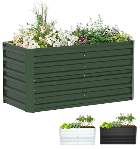 XMTECH Hochbeet Metall 180x90x58cm Rechteckig Grün Pflanzkasten | Robuste Ausführung, einfache Montage, flexible Nutzung im Außenbereich, passend für Garten, Terrasse und vielfältige Pflanzen
