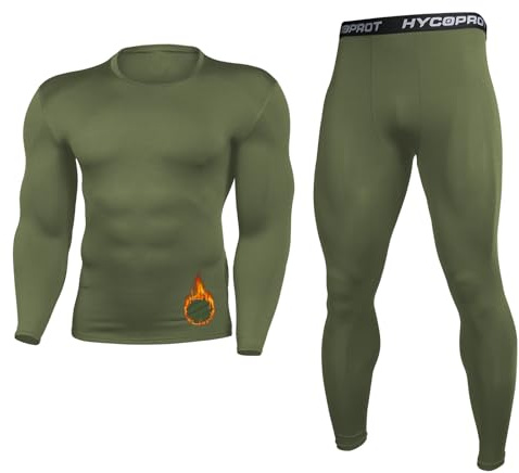 HYCOPROT Intimo Termico Uomo Set Funzionale Asciugatura Rapida Termica Set Traspirante Intimo Invernale Maglietta e Termica Pantaloni a Compressione per Sci Ciclismo Palestra