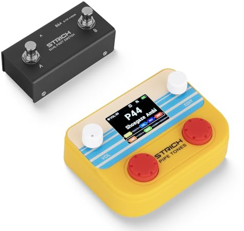 STRICH Pipe Tones Pocket Multi-Effekt Prozessor für Gitarre und Bass mit Fußpedal, 10 Effektmodule, 125 Effekte, 40s Looper, 100 Drum Patterns, USB Audio Interface, Wireless Control (Orange)