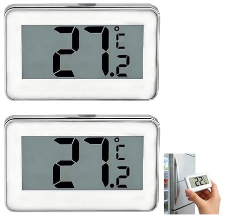 Digital Refrigerator Thermometer with Magnetic Back, Waterproof Design, and Large Easy-to-Read Display - Accurate Temperature Range of -20°C to 60°C, For Home, Restaurants, and Cafes