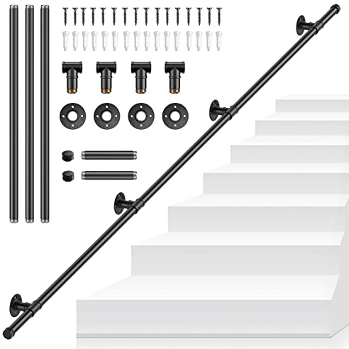 Main Courante pour Escalier, Rampe Escalier Intérieur Exterieur Galvanisation Industrielle Antidérapante Main Courante Escalier Pour Sécurité Balcon Couloir, 3M
