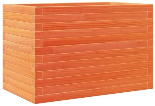 Foknhdi Jardinière surélevée en pin 70 x 40 x 46 cm - Marron cireux - Pot de fleurs massif pour balcon et jardin - Sol ouvert pour un bon drainage - Charme rustique - Idéal pour parterres d'herbes