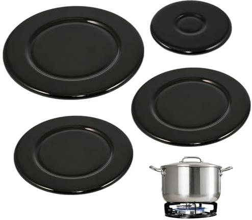 Cooker Hob Gas Burner Cap, 4Pcs Flat Cooker Hob Parts, 55mm 75mm 100mm Burner Flame Cap Lid Kit Suitable for SABAF Gas Stove Burner Kitchen Accessories (Concave)
