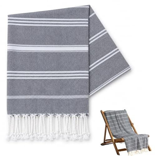 Brizuf 180 x 100 cm strandhandduk, bastuhandduk, hamam-handduk, snabbtorkande badhandduk, absorberande bastuhandduk, bastuhandduk för simning, strand, resor (grå)