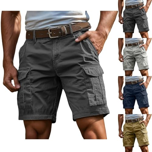 RYTEJFES Kurze Hosen Herren Cargo Shorts Herren Kurze Hosen Sommer Cargohose Mit Zipper Und Buttons Multiple Taschen Arbeitshose Männer Sportshorts 2026