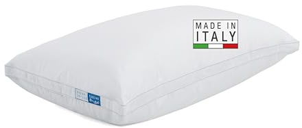 DREAMIN*101- Cuscino Letto Piuma d'Oca 50x80 Bruno Barbieri, Cuscino per Dormire Pancia Su/Lato, Cuscini 100% Cotone OEKO-TEX Fresco Ipoallergenico, Guanciale Sostenuto 15cm Imbottito Piumino/Piumette