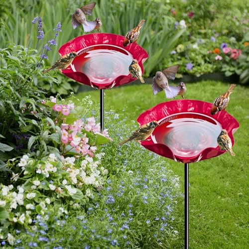 flintronic 2 stycken trädgårdsbönor, Uccellis vattenhål, blommor vattendränering, för utomhus, innergård, balkong