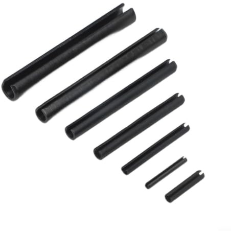 Surtido de 120 pasadores huecos elásticos GB879, acero al carbono negro oxidado, pasadores cilíndricos con caja para ingeniería y reparación, 16-60 mm