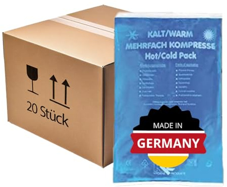KK Kühlpads, 20 Kalt-Warm Kompressen, 16 x 26 cm, Kühlpacks zur Behandlung von Schwellungen, Prellungen und Verspannungen, Set für Sportmannschaften, Vereine, Schulen