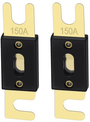 Heschen ANL Fuse ANL-150 150 Amp per auto Veicoli Sistema Audio Foglio Oro & Nero 2 Pack