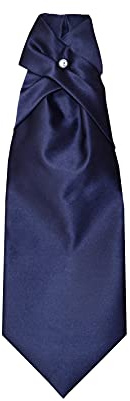 Remo Sartori - Cravattone Plastron Cravatta Sposo Cerimonia in Seta Tinta Unita, Made in Italy, Uomo (Blu)