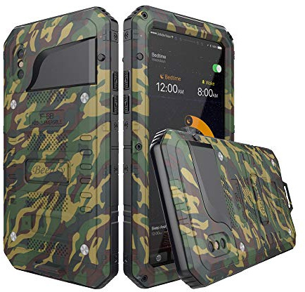 Beeasy Hülle Kompatibel mit iPhone X/XS, Wasserdicht Outdoor Stoßfest Handy Case Militärstandard Schutzhülle mit Displayschutz Robust Metall Schutz Stürzen Stößen Heavy Duty Handyhülle, Camouflage