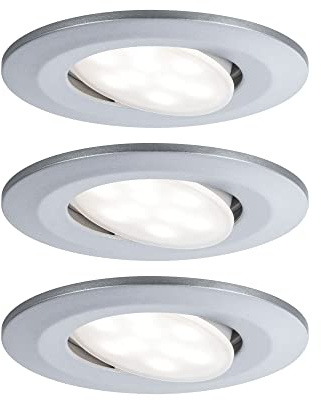 Paulmann 99933 LED infälld belysning Calla rund set om 3 inkl 3x6,5W IP65 dimbar infälld spotlight krom matt skåpbelysning plast infälld belysning 4000K