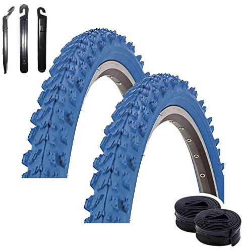 Angebot-Set / 2 x Kenda K-829 Psycho 24 MTB Fahrradreifen Fahrradmantel Blau 50-507 (24 x 1.95) + 2 passende Schläuche DV inkl. 3 Reifenheber