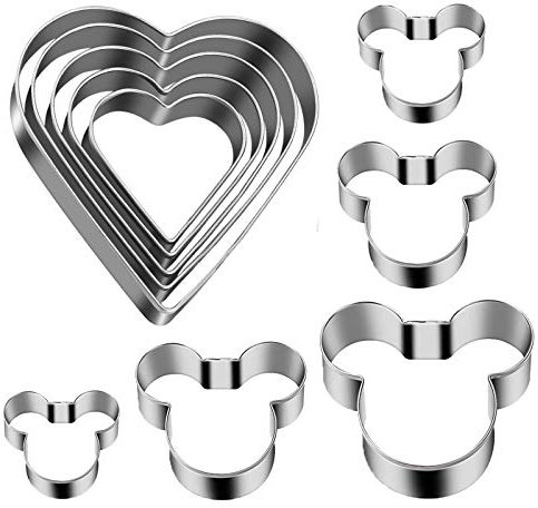 Tmflexe Mickey Love - Cortador de galletas con forma de corazón, paquete de 5, juego de 2