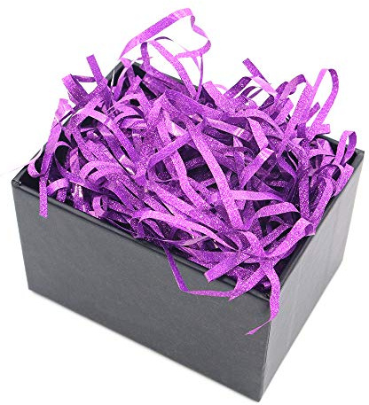 Shiwaki 50g Glitter Raffia Papierschnitzel Geschreddertes Seidenpapier Füllmaterial, Geschredderte Crinkle Konfetti für DIY Geschenkverpackung & Korbfüllung - Bright Pink
